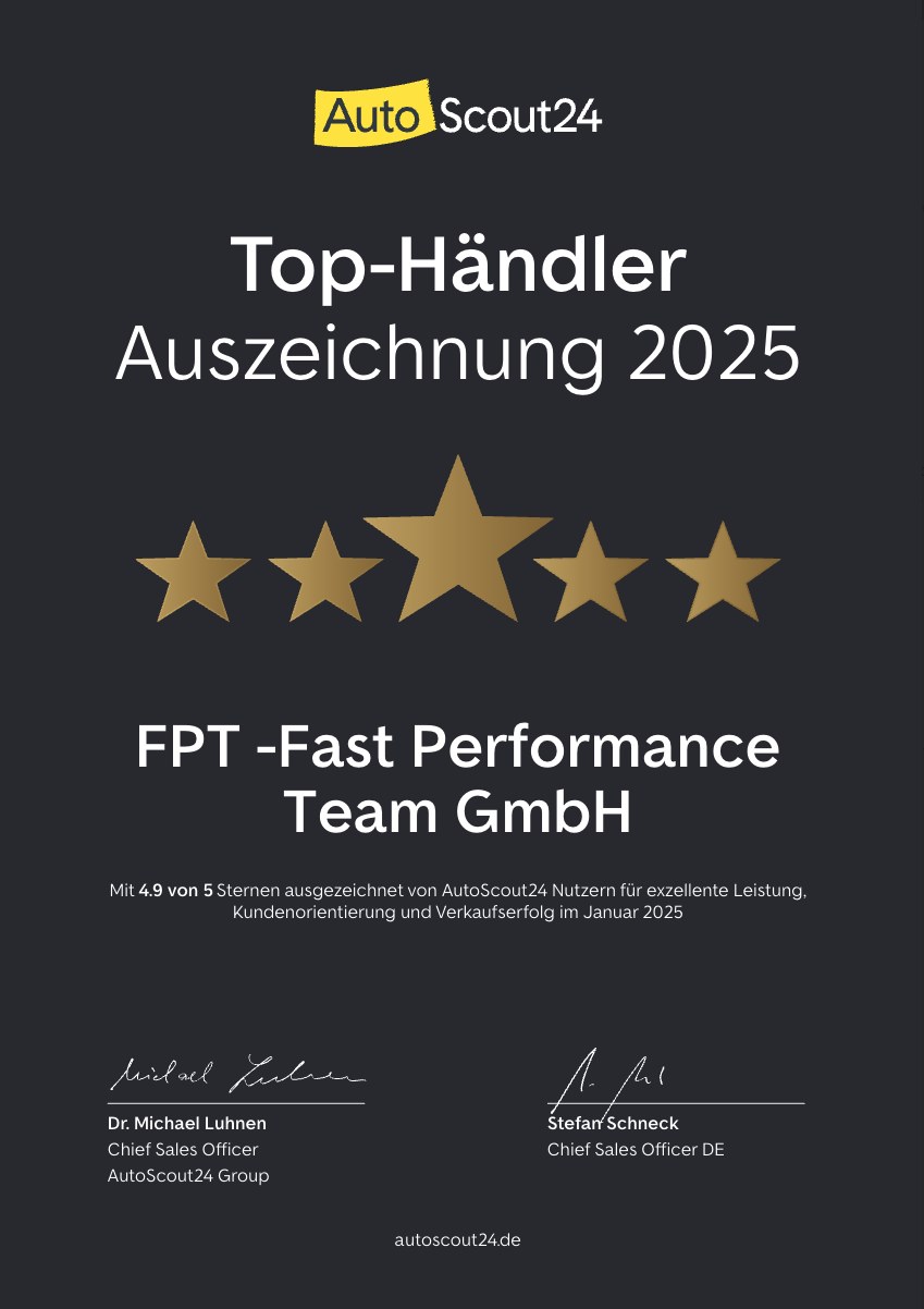 AutoScout24 Top-Händler-Auszeichnung 2025 für FPT – Fast Performance Team GmbH